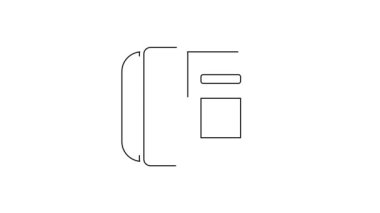 Siyah hat telefon ahizesi simgesi beyaz arkaplanda izole edildi. Telefon işareti. 4K Video hareketli grafik canlandırması.