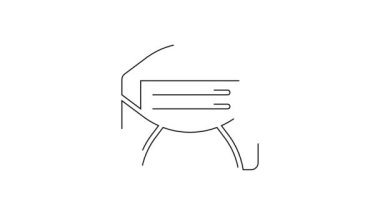 Beyaz arkaplanda siyah satır e- posta ve e- posta simgesi izole edildi. Zarf sembolü e-postası. E- posta kodu. 4K Video hareketli grafik canlandırması.