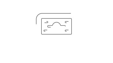 Siyah çizgi kağıt para yığını beyaz arka planda izole nakit ikonu. Para desteleri. Para birimi. 4K Video hareketli grafik canlandırması.