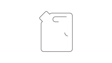 Beyaz arka planda izole edilmiş benzin ikonu için siyah çizgi kutusu. Dizel gaz ikonu. 4K Video hareketli grafik canlandırması.