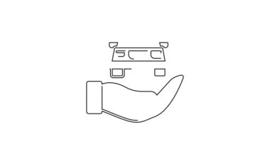 Siyah çizgi oto servis kontrol simgesi beyaz arkaplanda izole edildi. Araba servisi. 4K Video hareketli grafik canlandırması.