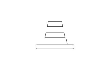 Beyaz arka planda siyah çizgi trafik konisi simgesi izole edildi. 4K Video hareketli grafik canlandırması.