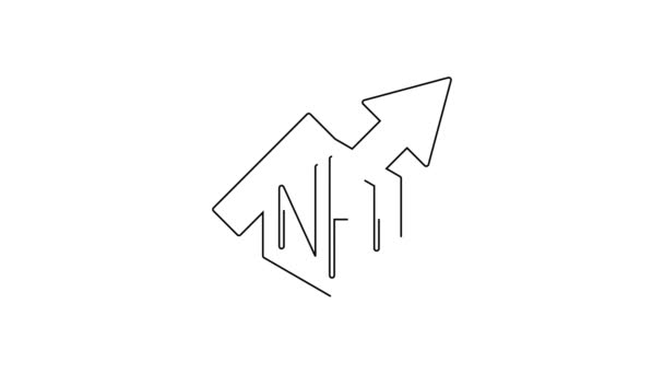 Black Line Nft Growth Bar Chart Icon Isolated White Background — 비디오