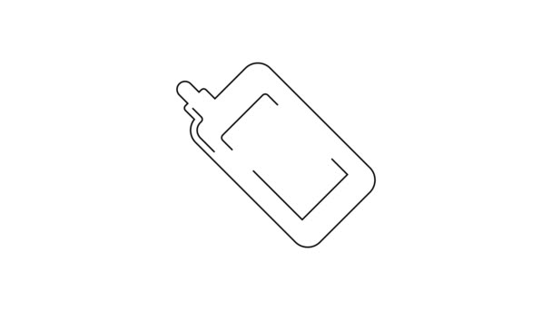 Czarna Linia Smartfon Ikona Telefonu Komórkowego Białym Tle Animacja Graficzna — Wideo stockowe