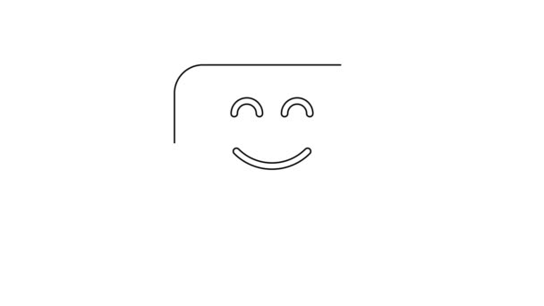 Schwarze Linie Smile Gesicht Symbol Isoliert Auf Weißem Hintergrund Lächelndes — Stockvideo