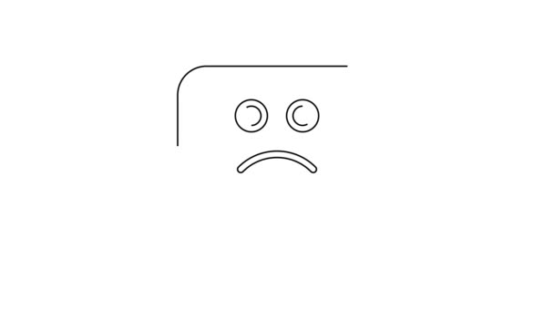 黒い線白い背景に描かれた悲しい笑顔のアイコン 感情的な顔だ 4Kビデオモーショングラフィックアニメーション — ストック動画