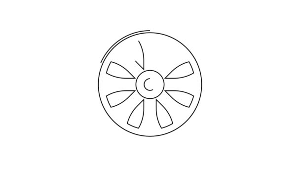 Rueda Aleación Línea Negra Para Icono Del Coche Aislado Sobre — Vídeos de Stock
