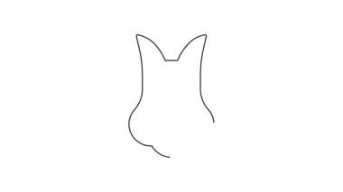 Siyah çizgi köpek simgesi beyaz arkaplanda izole edildi. 4K Video hareketli grafik canlandırması.