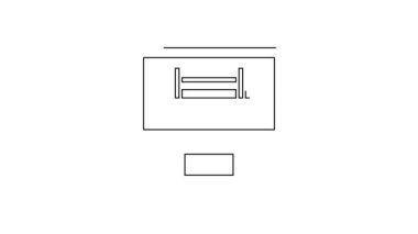 Beyaz zemin üzerinde izole edilmiş siyah çizgi boks ring gösterisi televizyon ekran ikonu. 4K Video hareketli grafik canlandırması.