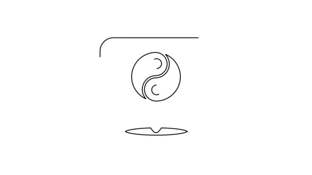 黑线阴阳象征和谐与平衡 象征着在白色背景上孤立的图标 4K视频运动图形动画 — 图库视频影像