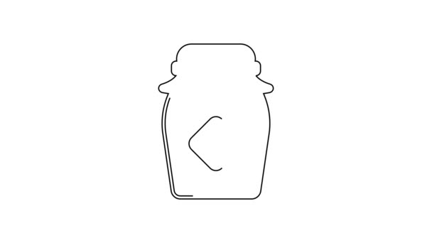 Schwarze Linie Glas Honig Symbol Isoliert Auf Weißem Hintergrund Food — Stockvideo