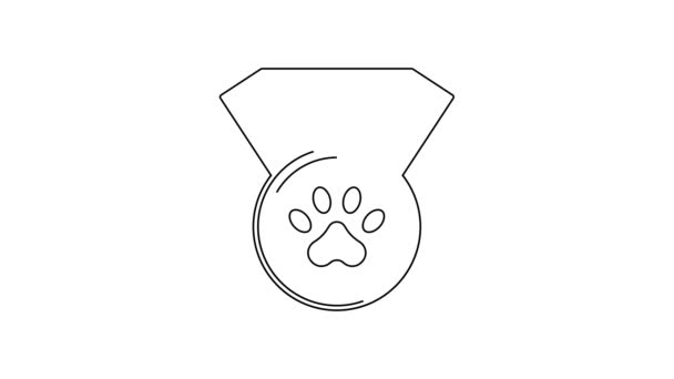 Linea Nera Icona Simbolo Pet Award Isolato Sfondo Bianco Badge — Video Stock