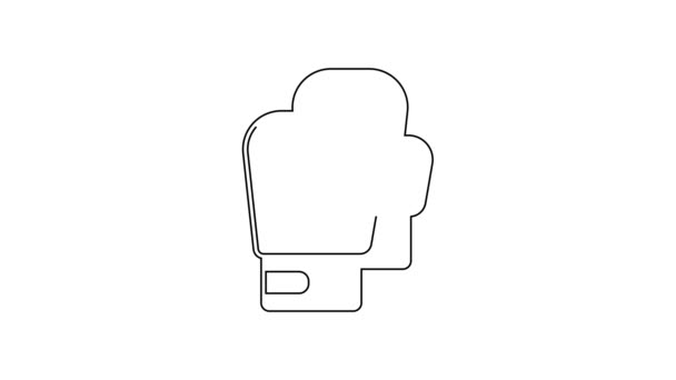 黑线拳击手套图标隔离在白色背景 4K视频运动图形动画 — 图库视频影像