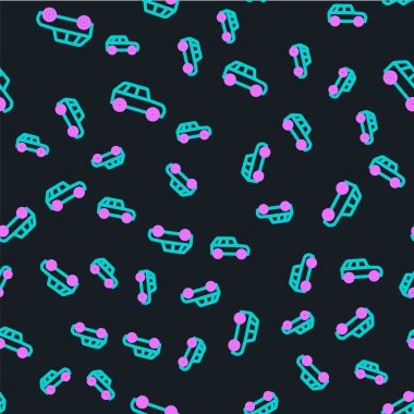 Çizgi Arabası simgesi siyah arkaplanda izole edilmiş. Vektör.