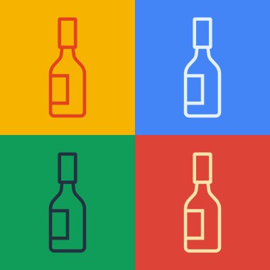 Pop Art Line Tabasco sos ikonu renk arkaplanında izole edilmiş. Kırmızı biberli baharatlı biber sosu. Vektör.