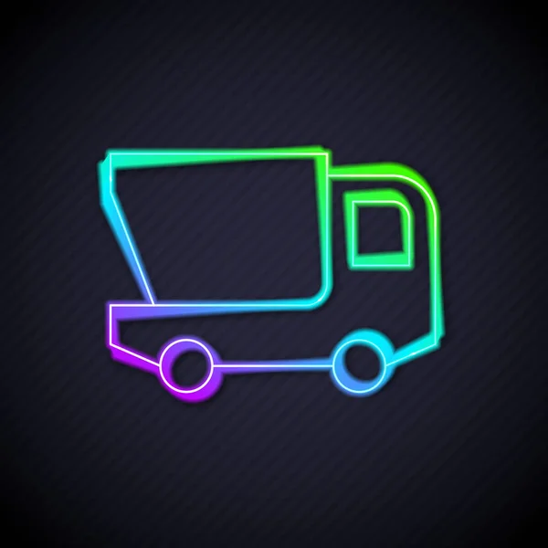 Φωτεινό Νέον Γραμμή Toy Φορτηγό Εικονίδιο Απομονώνονται Μαύρο Φόντο Διάνυσμα — Διανυσματικό Αρχείο