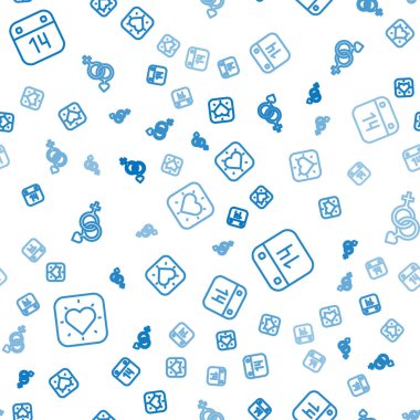 14 Şubat 'ta Kalp Takvimi' ni ve Cinsiyet 'i kusursuz bir şekilde ayarla. Vektör.