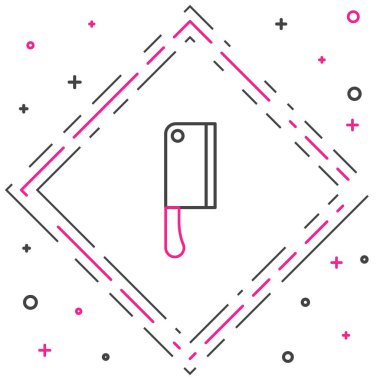 Line Meat helikopter simgesi beyaz arkaplanda izole edildi. Et için mutfak bıçağı. Kasap bıçağı. Renkli taslak konsepti. Vektör.