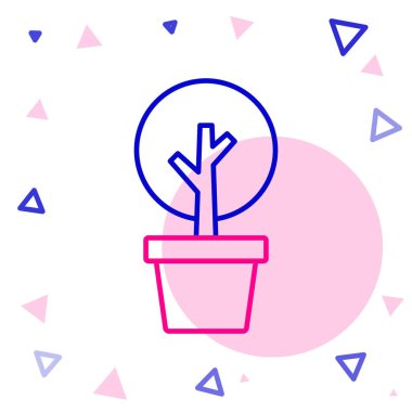 Beyaz arkaplanda çizgi ağacı simgesi izole edildi. Orman sembolü. Renkli taslak konsepti. Vektör.