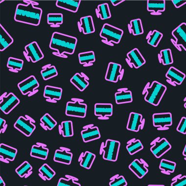 Çizgi Vegan yemek diyeti ikonu siyah arka planda izole edilmiş kusursuz desen. Organik, biyolojik, ekolojik sembol. Vejetaryen, et yok, laktozsuz, sağlıklı, taze ve şiddet içermeyen yiyecekler. Vektör.