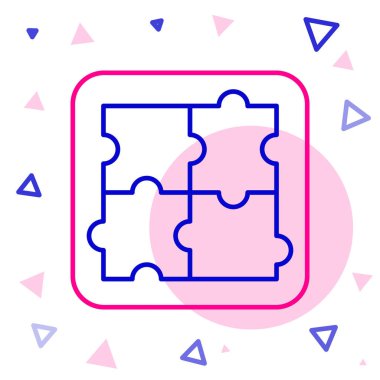 Psikoloji ikonundaki soruna çizgi çözümü beyaz arka planda izole edildi. Bulmaca. Akıl sağlığı terapisi. Renkli taslak konsepti. Vektör.