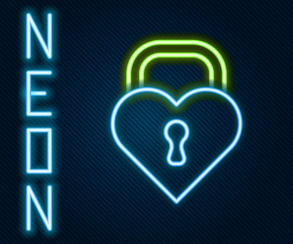 Glowing Neon Line Castle Shape Heart Icon Isolated Black Background — ストックベクタ