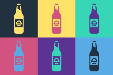 Pop Art Bira Şişesi ikonu renk arkaplanında izole edilmiş. Vektör.