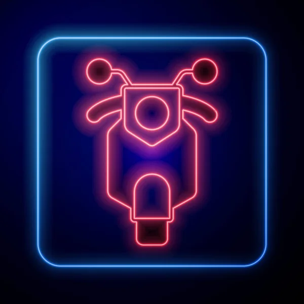 Glödande Neon Scooter Ikon Isolerad Svart Bakgrund Vektor — Stock vektor