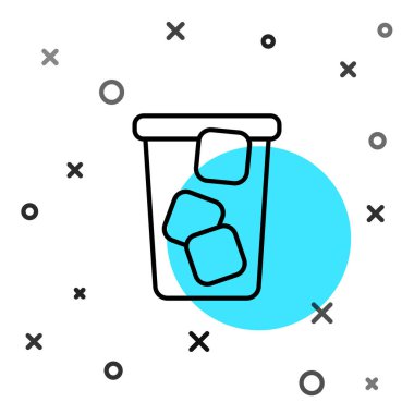 Siyah çizgi buzlu çay ikonu beyaz arkaplanda izole edilmiş. Buzlu çay. Rastgele dinamik şekiller. Vektör.