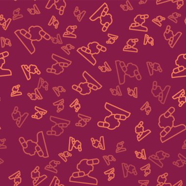 Kahverengi çizgi sakinleştirici hap ikonu kırmızı arka planda izole edilmiş pürüzsüz desen. Vektör.