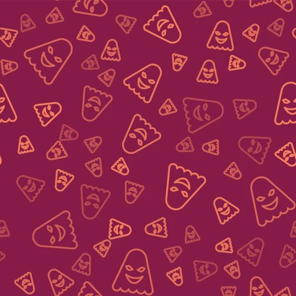 Kahverengi çizgi Hayalet simgesi kırmızı arkaplanda pürüzsüz desen izole etti. Vektör.