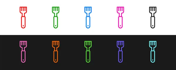 Set Line Fork Icon Isolated Black White Background Cutlery Symbol — Vector de stock