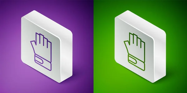 Isometric Line Mma Glove Icon Isolated Purple Green Background Sports — Vettoriale Stock