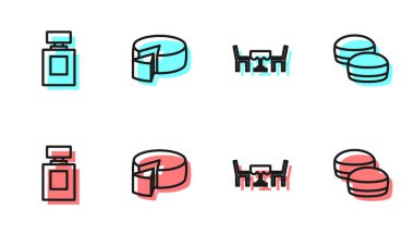 Fransız Kafe Parfüm Peyniri ve Makarna kurabiye ikonu. Vektör.