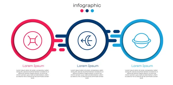 Set Line Gemini Zodiac Sagittarius Planet Saturn Business Infographic Template — Stockvektor