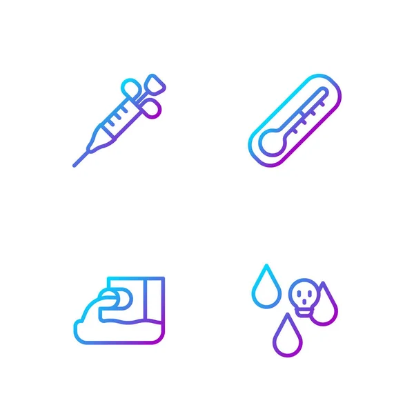 Set Line Acid Rain Wastewater Syringe Thermometer Gradient Color Icons — Stockvektor