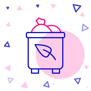 Beyaz arkaplanda izole edilmiş geri dönüşüm sembolü simgesi olan satır geri dönüşüm kutusu. Çöp kutusu simgesi. Çöp kutusu tabelası. Geri dönüşüm sepeti. Renkli taslak konsepti. Vektör.