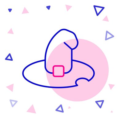 Çizgi Cadı şapkası simgesi beyaz arkaplanda izole edildi. Mutlu Cadılar Bayramı Partisi. Renkli taslak konsepti. Vektör.