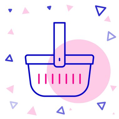 Çizgi piknik sepeti simgesi beyaz arkaplanda izole edildi. Renkli taslak konsepti. Vektör.