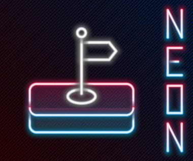 Parlayan neon çizgisi simgesi siyah arkaplanda izole edildi. Yer belirleyici sembol. Renkli taslak konsepti. Vektör.