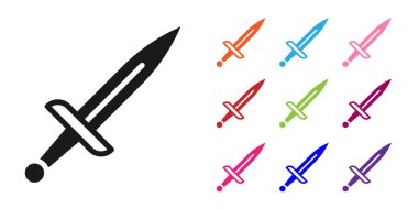 Siyah Hançer simgesi beyaz arkaplanda izole edildi. Bıçak ikonu. Keskin bıçaklı kılıç. Simgeleri renklendirin. Vektör.