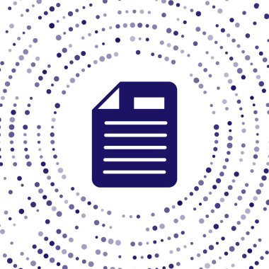 Blue File document icon isolated on white background. Checklist icon. Business concept. Abstract circle random dots. Vector.