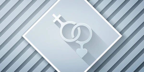 Paper Cut Gender Icon Isolated Grey Background Symbols Men Women — Stockvektor