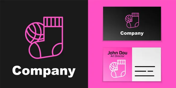 Pink Line Socks Icon Isolated Black Background Logo Design Template — Stockvektor