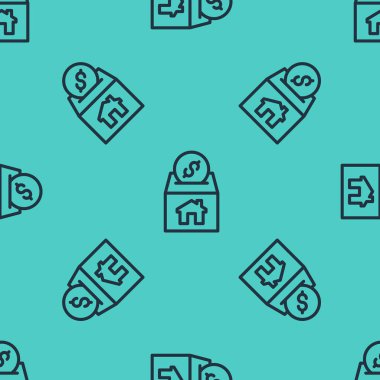 Kara Hat Bağışı ve Bağış ikonu yeşil arka planda kusursuz desen izole etti. Para ve bağış konsepti. Vektör.