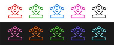 Set line Hypnosis icon isolated on black and white background. Vector.