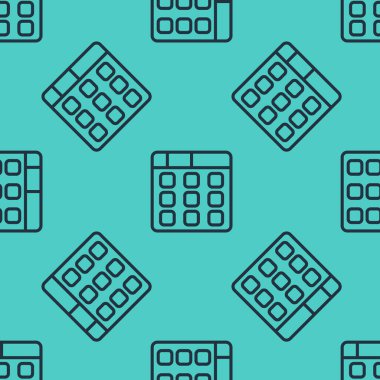 Black line Drum machine music producer equipment icon isolated seamless pattern on green background. Vector.