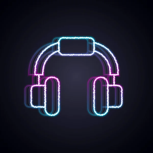 Leuchtende Neon Line Kopfhörer Symbol Isoliert Auf Schwarzem Hintergrund Kopfhörer — Stockvektor