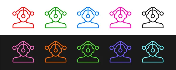 Set Line Hypnosis Icon Isolated Black White Background Vector — ストックベクタ
