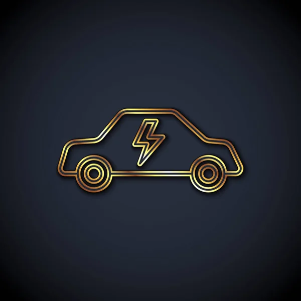 Gold Line Electric Car Electrical Cable Plug Charging Icon Isolated — Stockový vektor